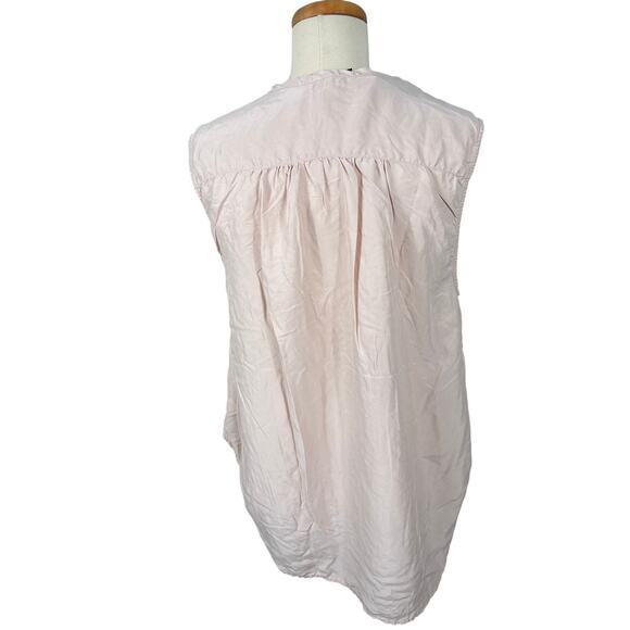 Unsubscribed Women's Medium Peach Silk Button Front Lightweight Flowy Tunic Top - Picture 2 of 11